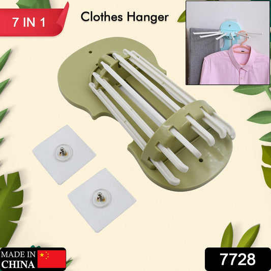 Plastic 7 in 1 Retractable Wall Mounted Pull Out Hanger for Kitchen Bath Signaturekarts