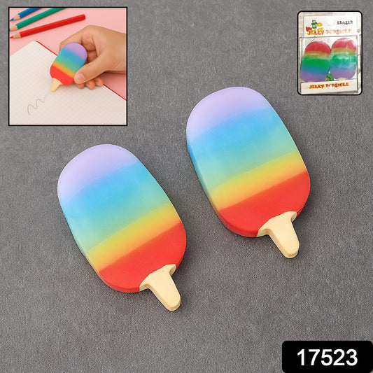 Jelly Popsicle Erasers – Cute & Fancy Mini Erasers for Kids (2 Pc Set, Mix Design) signaturekarts