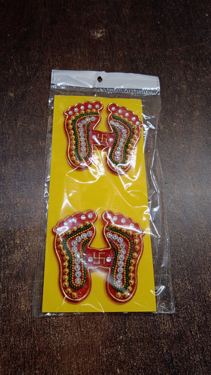 Decorative Laxmi Charan Paduka Sticker Set (Pack of 2 Pc) Signature kart