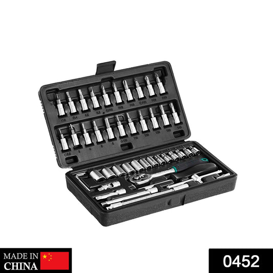 46pcs Metal 1 / 4"" Socket Set (Black, 46pcs) signaturekarts