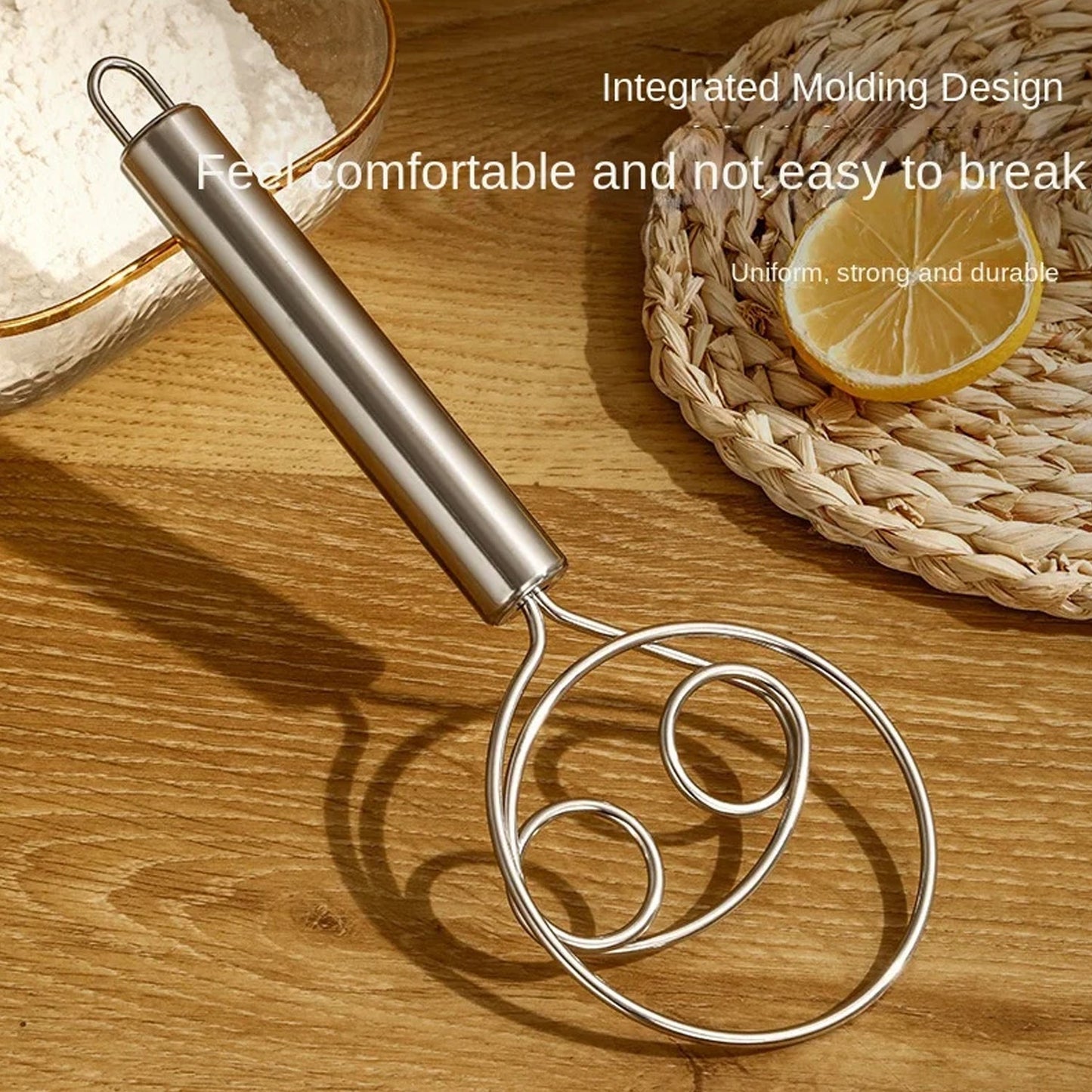Dough Whisk, Premium Stainless Steel Dutch Whisk, Dough Hand Mixer Artisan Blender For Egg, Bread, Cake, Pastry, Pizza Dough - Perfect Baking Tools, Whisking, Tirring Kitchen Tools (1 Pc) signaturekarts