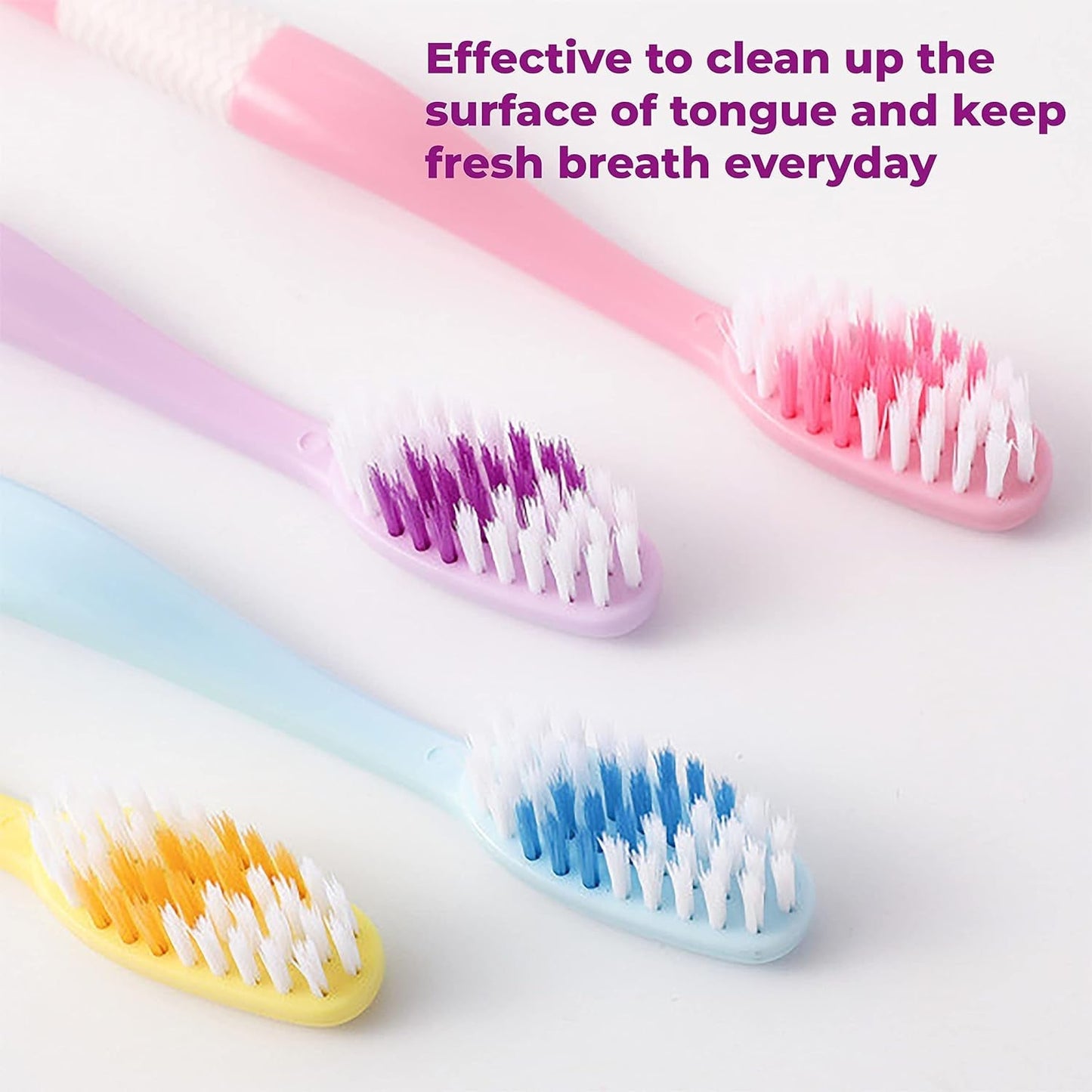 2-in-1 Tooth Brush Tongue Scraper, Soft Bristle & Long Handle (8Pcs) Soft Toothbrush signaturekarts