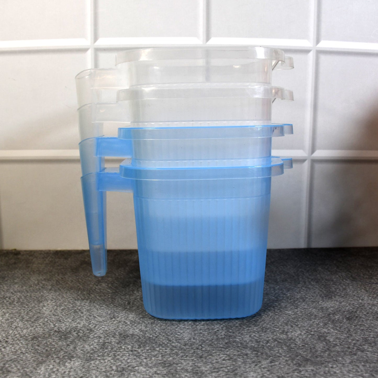 Plastic Transparent Bathroom Water Mug (4 pc / Mix colour / 1000 ML) Signaturekarts