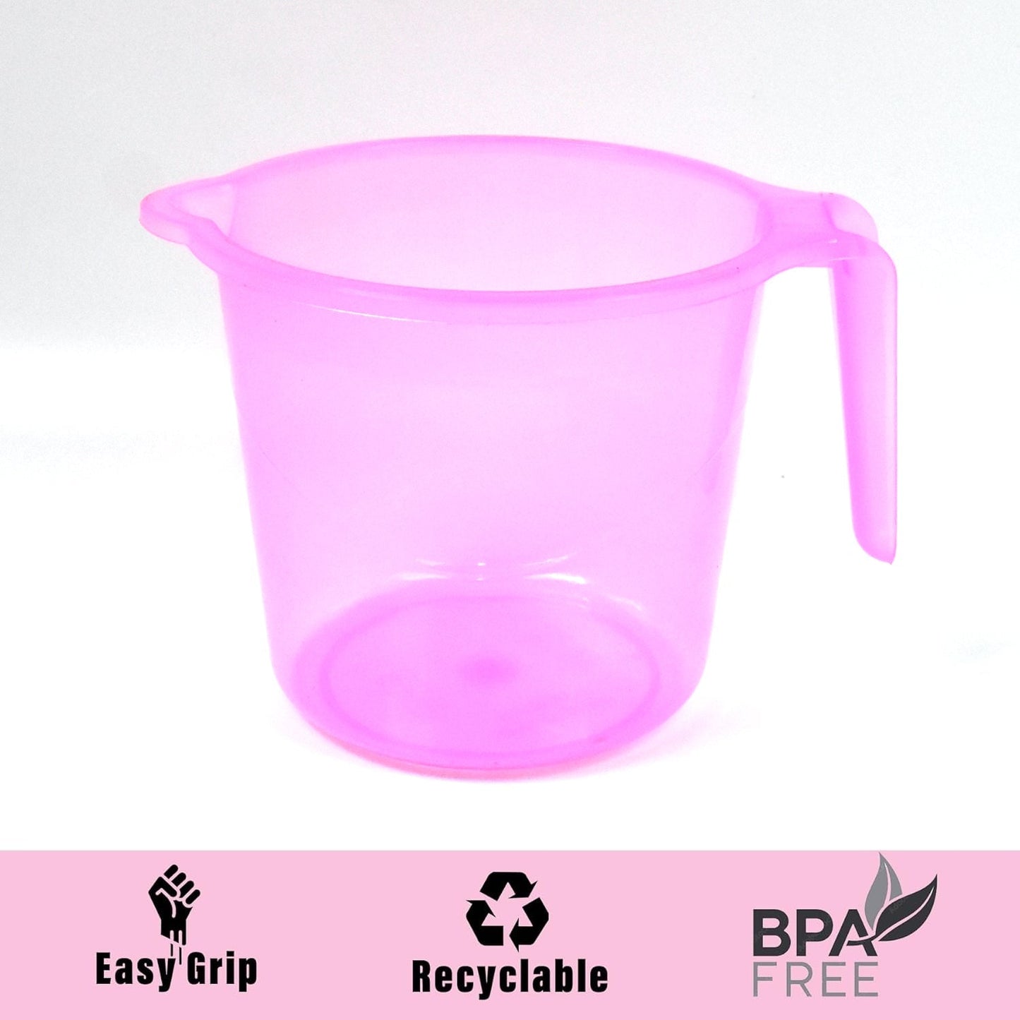Plastic Round Transparent Bath Water Mug (5 pc / Mix colour / 1200 ML) Signaturekarts