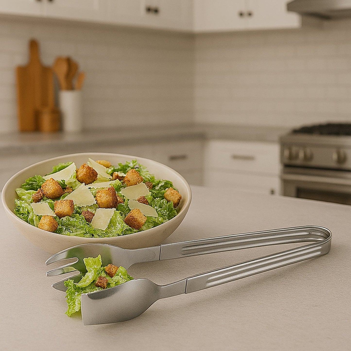 Stainless Steel Multipurpose Serving Tong – 2-in-1 Pasta & Salad Tong (1 Pc) signaturekarts