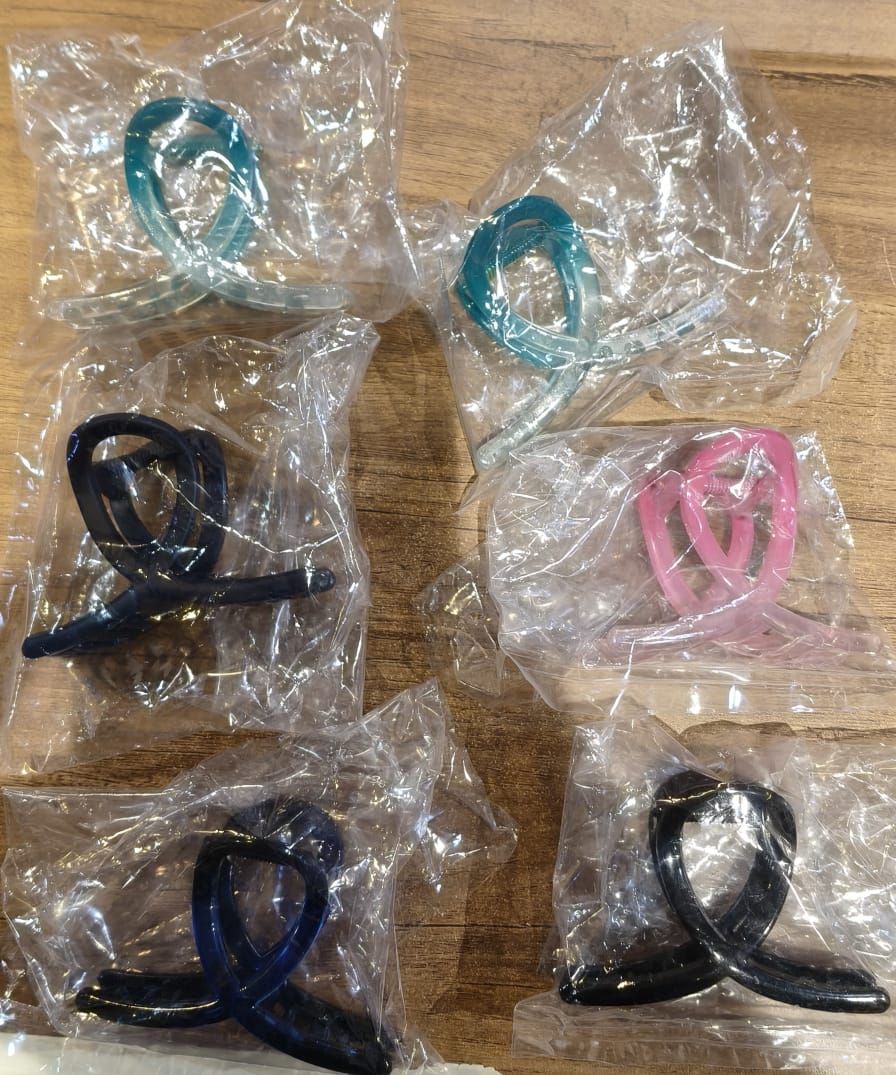 Plastic Hair Clamp Grip, Simple Matte Hair Barrette Clamp (12 Pc / Mix Design) Signature Kart
