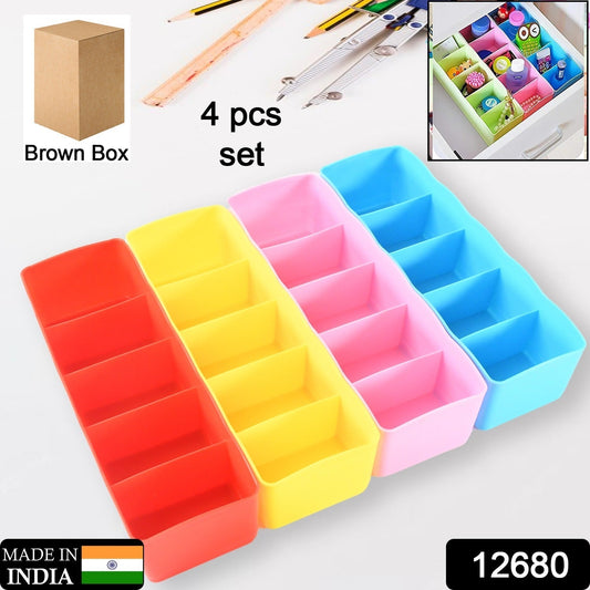 Desktop Storage Organizer Box Set - 5 Grid Compartments (4-Piece) signaturekarts