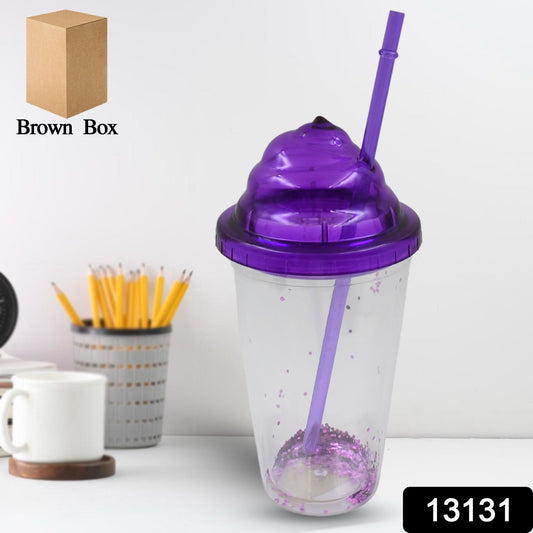 Creative Plastic Cold Drink Cup with Lid & Straw – Tumbler (Mix Color) signaturekarts