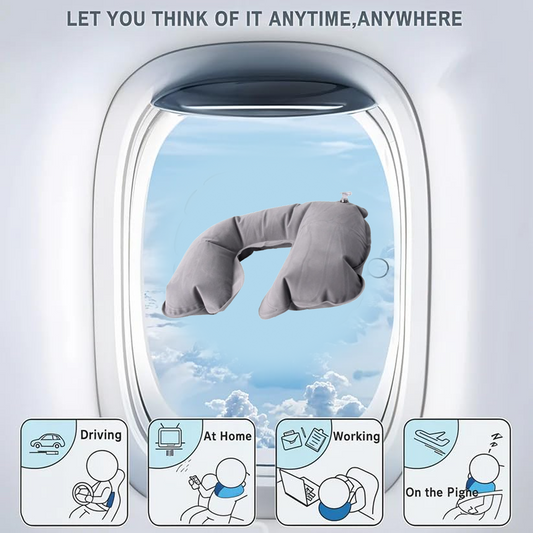 Inflatable & Foldable, Pillow U Shape Air Cushion Travel Pillow (1 Pc / Mix Color) Signature Kart