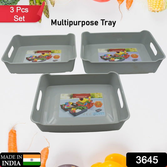 Multipurpose Organising & Storage Plastic Tray, Fruit & Vegetable/ Multi Purpose Tray, Organizer for Kitchen, Countertop, Cabinet, Bathroom Plastic Storage Basket For Store Fruits, Vegetables, Magazines, Cosmetics, Stationary Set of 3 signaturekarts