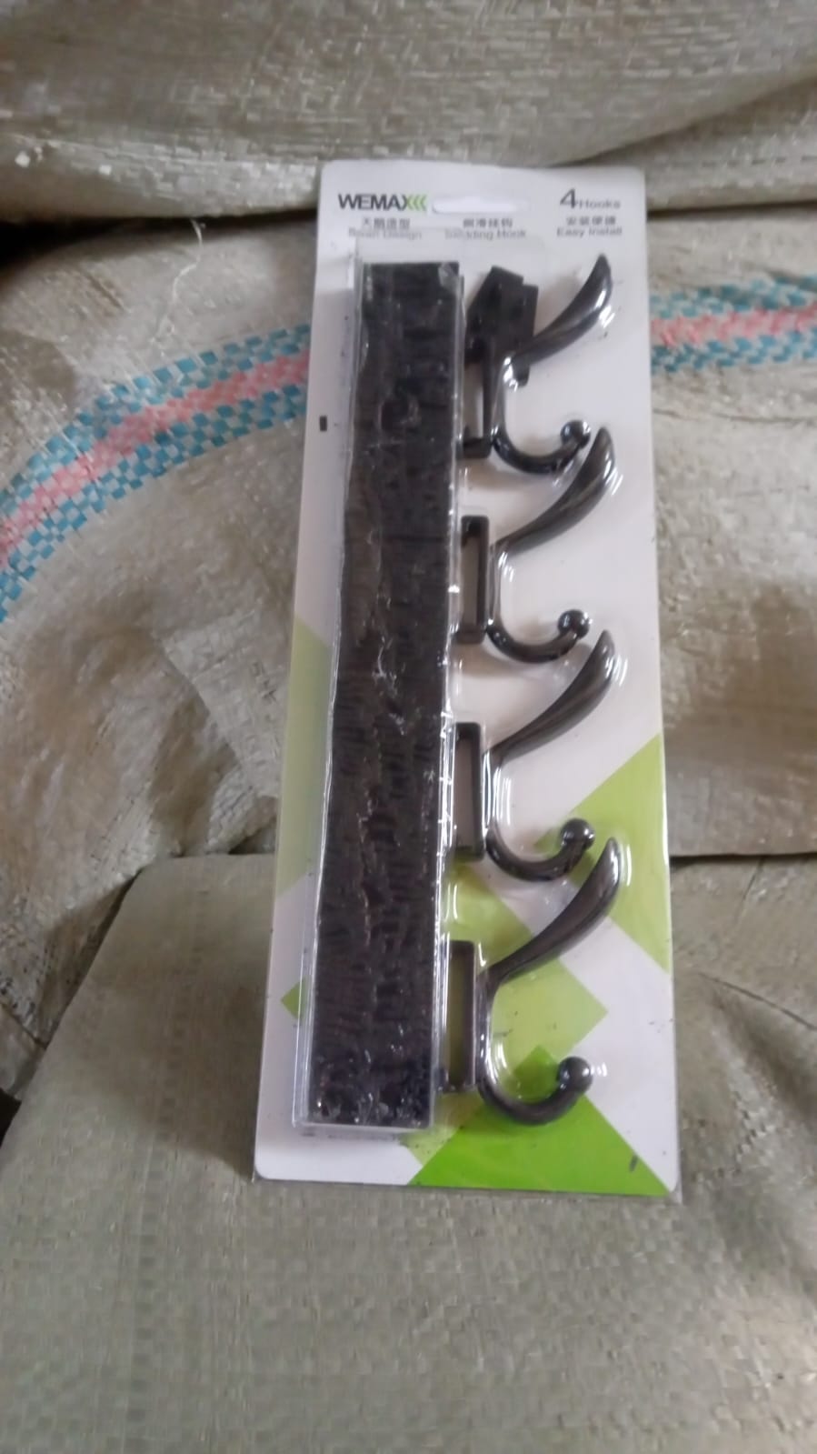 Extra Long 4-Hook Wall Coat Hanger with Eco Adhesive signaturekarts