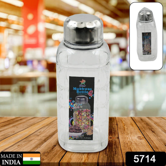 Plastic Transparent Mukhwas Bottle With Steel Cap Kitchen Storage Bottle (1 Pc) signaturekarts