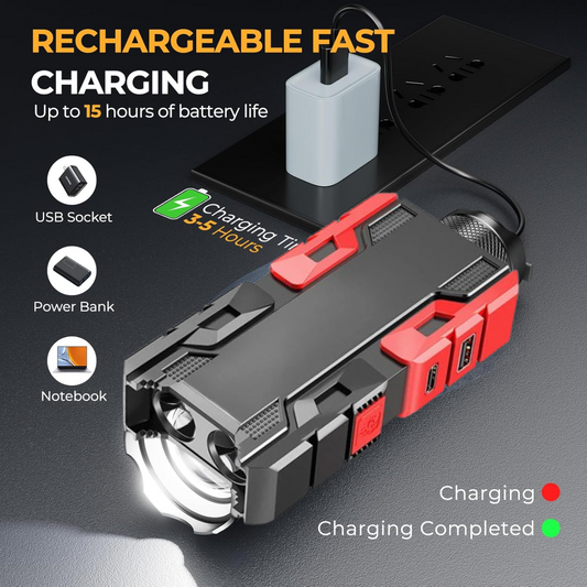 Rechargeable Mini LED Flashlight with Power Bank, 3 Modes (1 Pc) signaturekarts