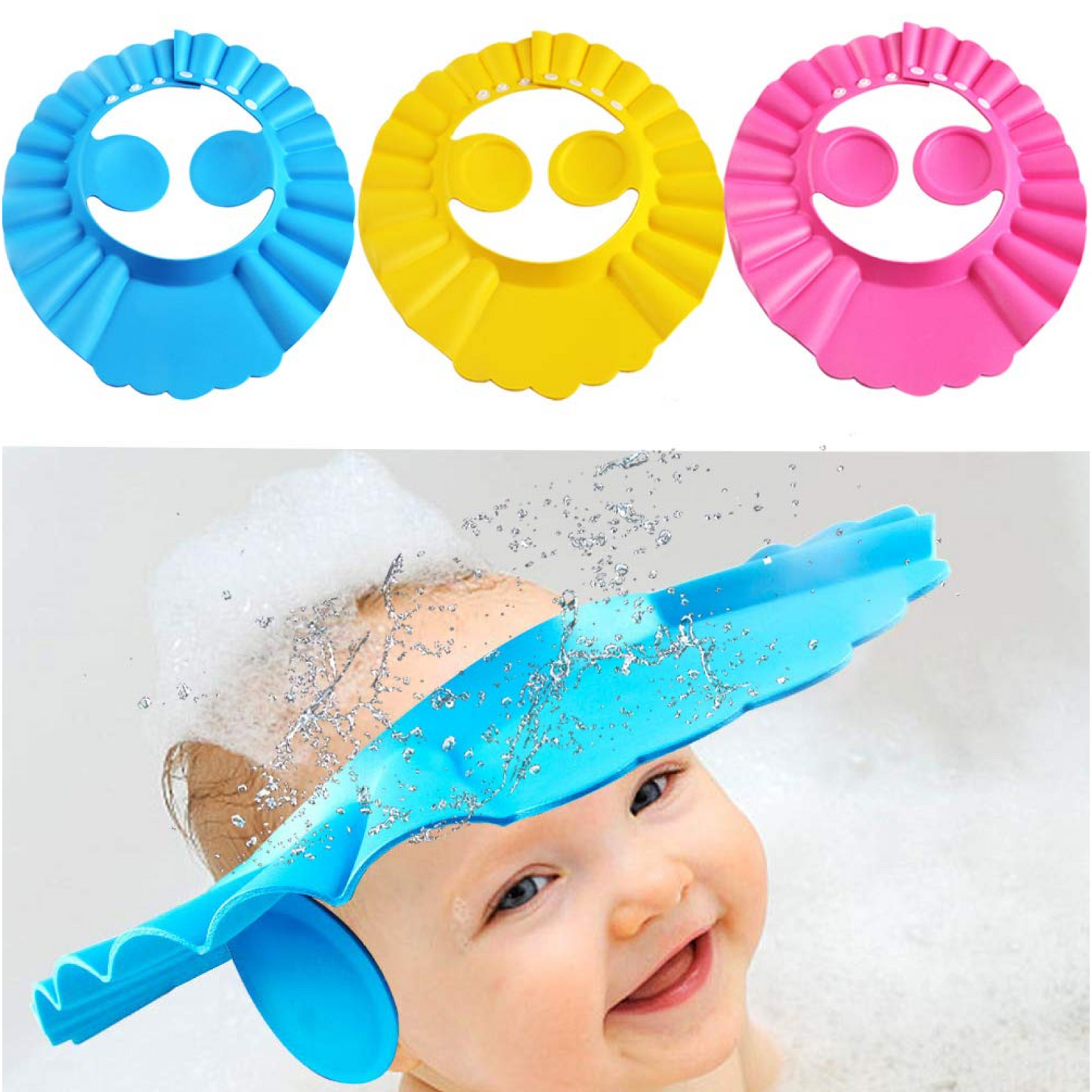 Soft Adjustable Baby Shower Cap β Splash-Proof Eye & Ear Protection for Bath Time signaturekarts