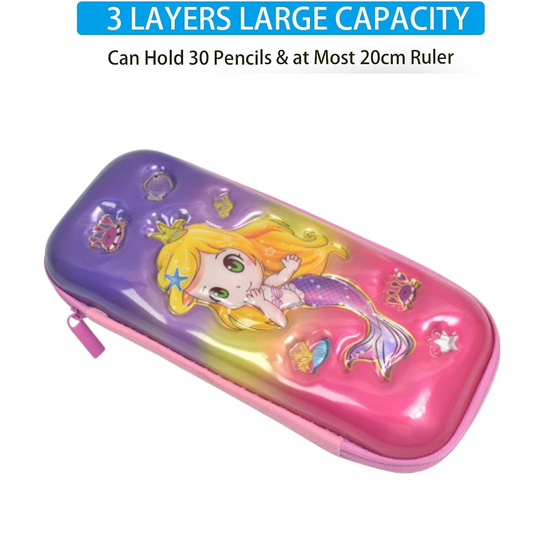 3D Cartoon Zipper Compass Box, Pencil Box (1 Pc / Mix Design) Signaturekarts