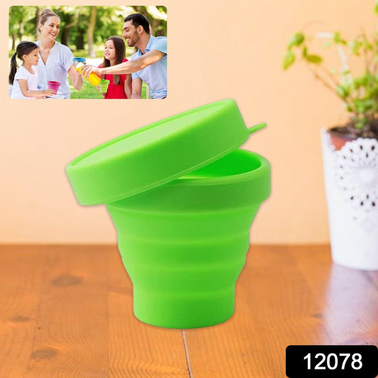 Round Silicone Foldable Glass / Cup, Foldable Travel Mug With Lid (1 Pc) Signaturekarts