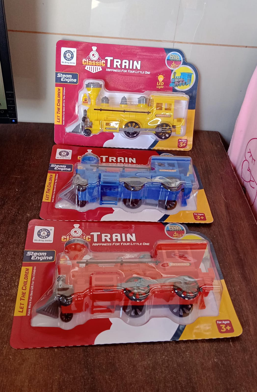 Pull and Go Train with Light Plastic String Pull Back Train (1 Pc / Mix Color) Signaturekarts