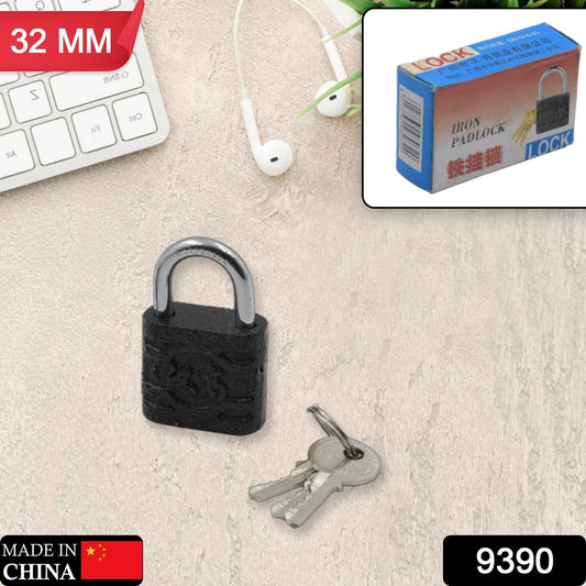 Thickened Black Iron Padlock – Brass Core, Waterproof, Anti-Theft (75/60/32mm) signaturekarts