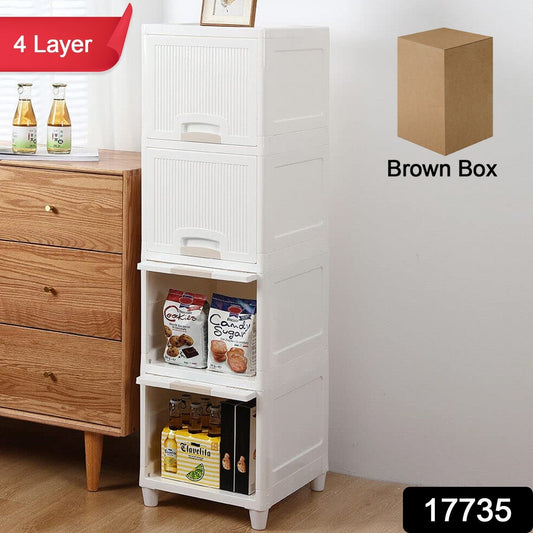 Multipurpose Storage Cabinet, Storage Solutions plastic drawers || Multi Layer Wardrobe Storage Drawers || Foldable Multipurpose Drawer Units For Kitchen, Bathroom, Bedroom, Cloth (4 Layer) signaturekarts