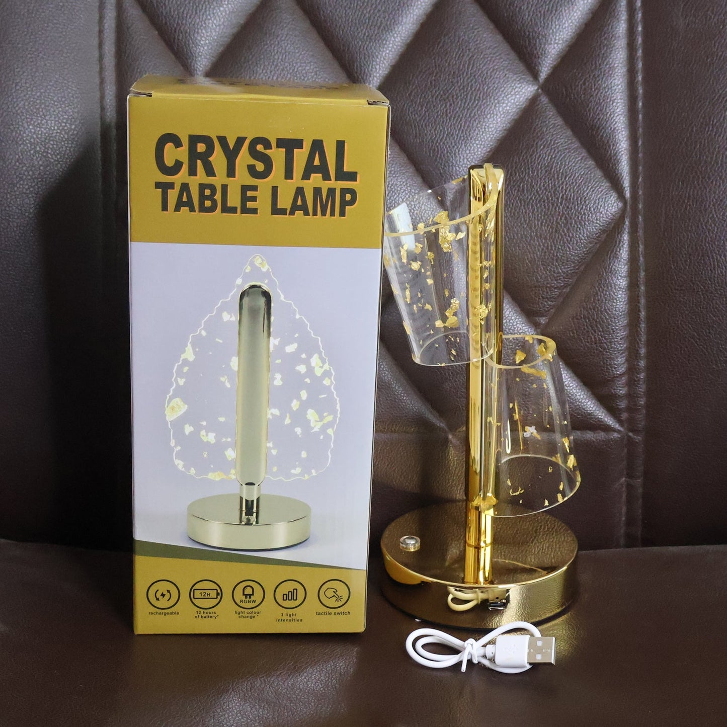Luxury Golden Crystal LED Double Shade Table Lamp (1 Pc) signaturekarts