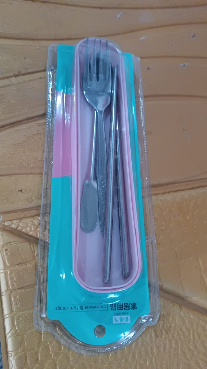 Portable Utensils Travel Camping Cutlery Set 4 Pc With case Signature kart