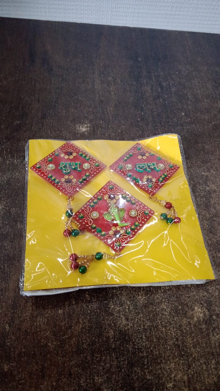Decorative Wall Hanging Set with Shubh Labh and Ganesh Design (3 Pc) signaturekarts