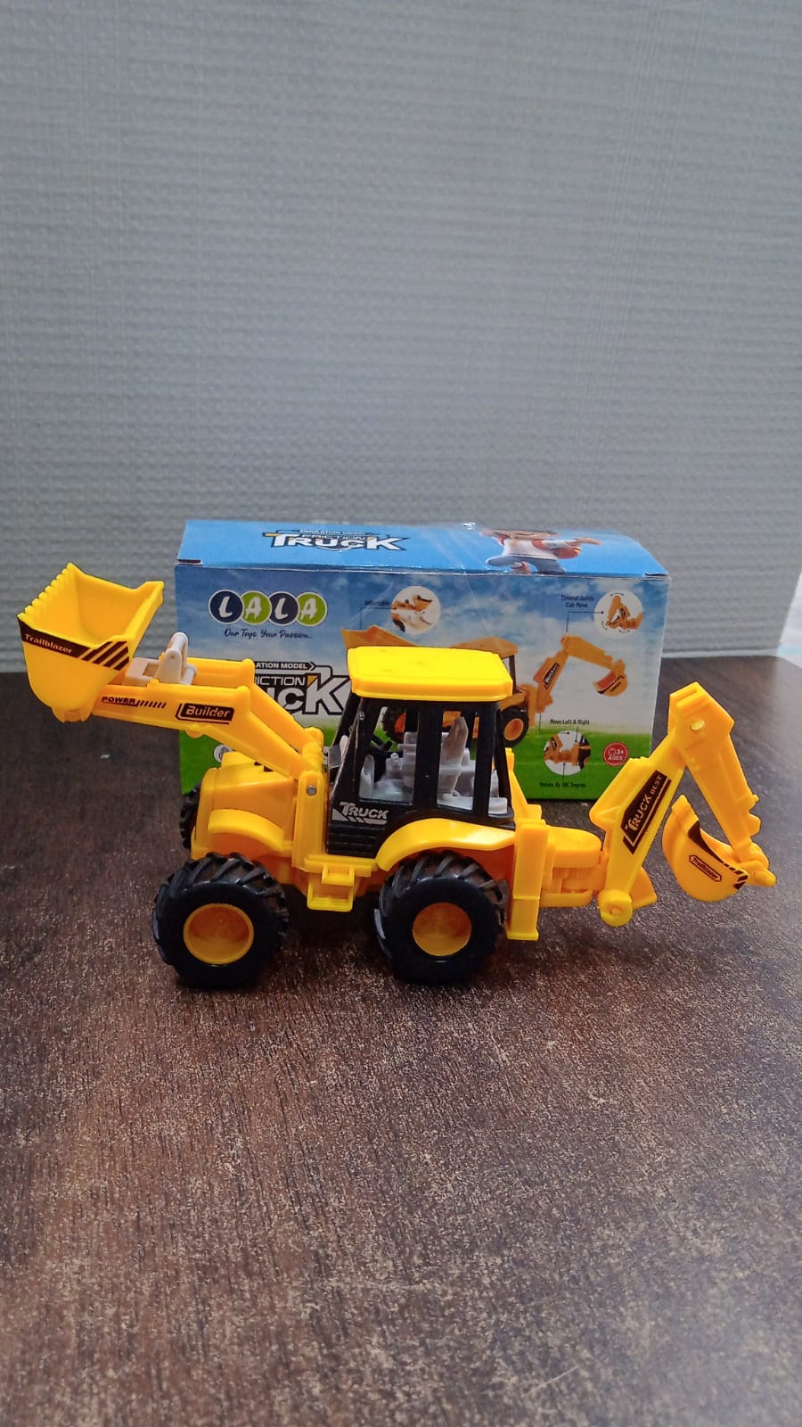 LALA Friction Powered JCB Style Backhoe Loader Construction Toy Truck for Kids (1 Pc) Signature Kart
