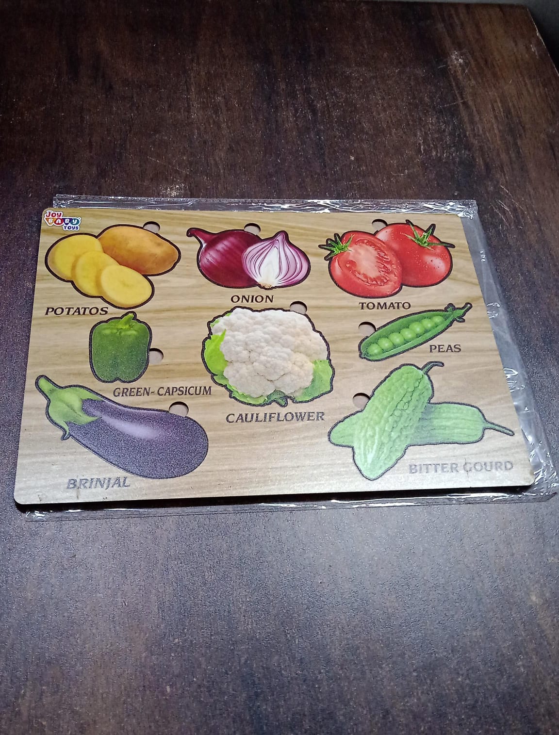 Wooden Vegetable Puzzle Learning Educational Board (1 Set / 28×20 Cm) Signaturekarts