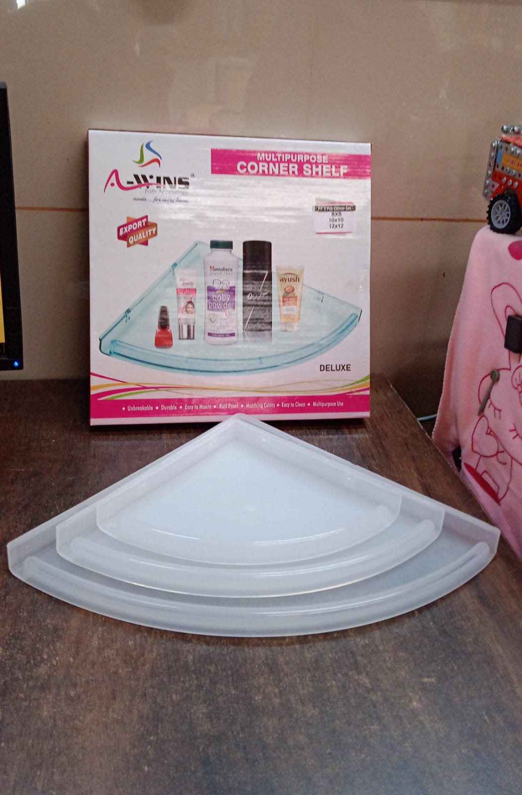 Bathroom Plastic Corner Shelf Rack Set for Wall Number of Shelves (3 Pcs Set) Signaturekarts