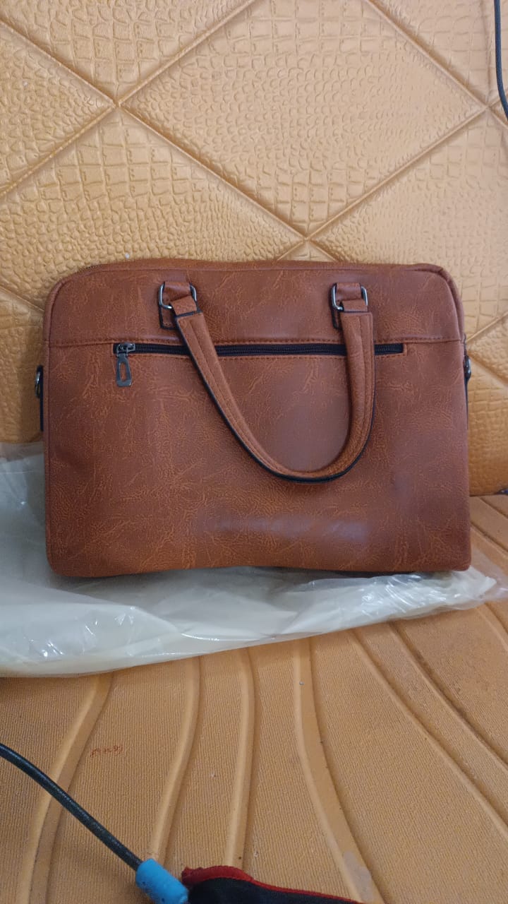 Premium Faux Leather Multipurpose Messenger Briefcase with Shoulder Strap (1 Pc) Signature kart