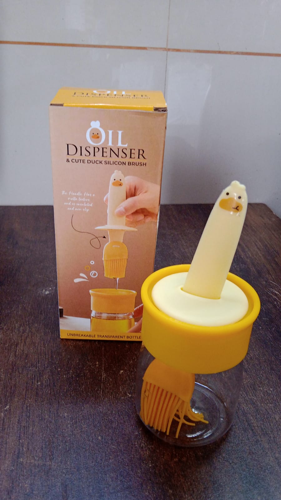 Plastic 2 in 1 Oil Dispenser Bottle with Silicone Basting Brush (1 Set) signaturekarts