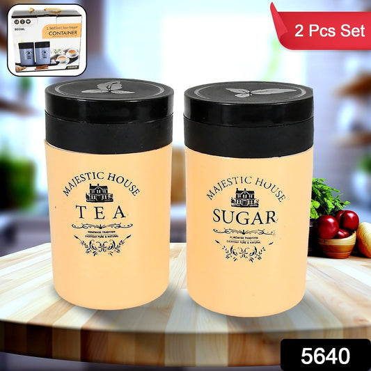 Accurate Seal Tea Sugar Coffee Container, Plastic Damru Shaped Tea, Coffee, Sugar Canisters Jar, New Airtight Food Seal Containers for Salt, Dry Fruit, Grocery 2 Section (800 ML Approx) signaturekarts