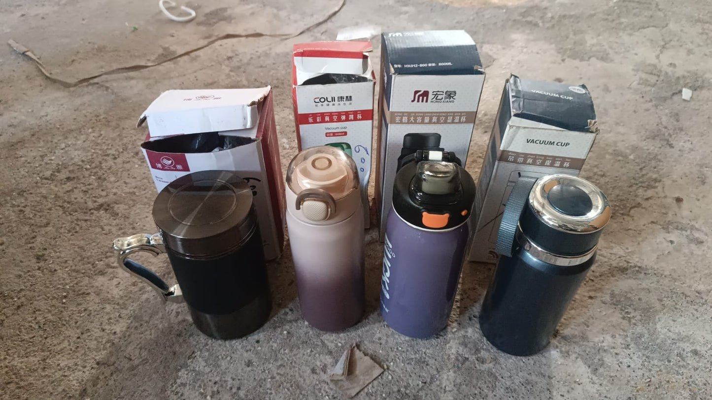 Stainless Steel Water Bottles Approx 600ML (Mix Design & Color / 1 Pc) Signature kart