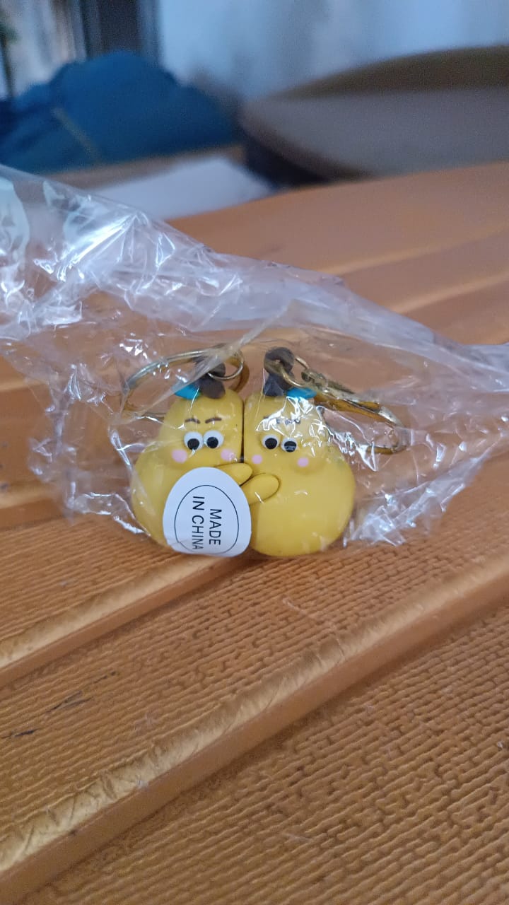 2-in-1 Cute Cartoon Couple Keychain Signature kart