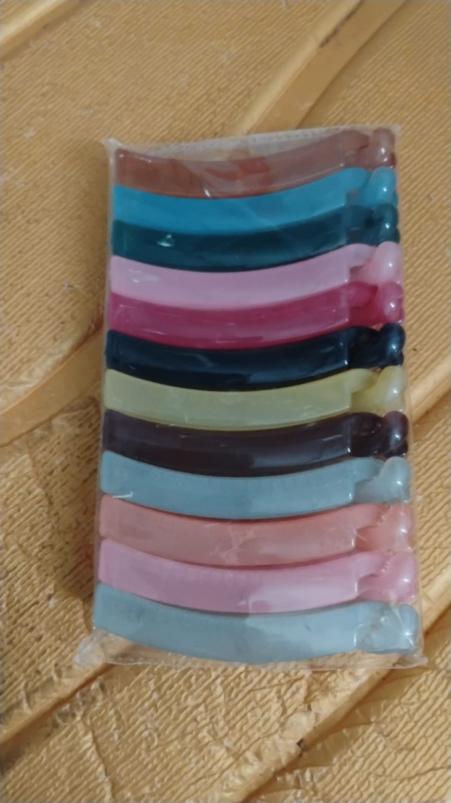 Multicolor Plastic Banana Hair Clips Set (12 Pc) Signature Kart