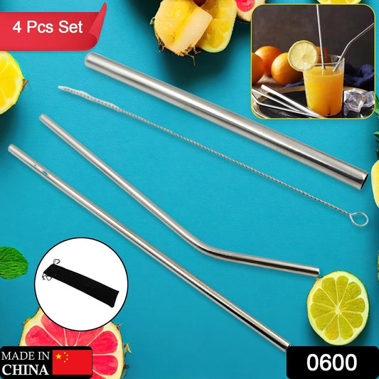 Reusable Stainless Steel Straws with Case for Drinking (4 Pc, Eco-Friendly) signaturekarts
