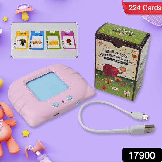 Preschool Learning Toys Flash Cards for Small Kids Educational Toys English Words Learning Machine for Kids with 224 Words, Birthday Gift for Kids Intelligent Electric Kids Language Card (1 Set) Signaturekarts