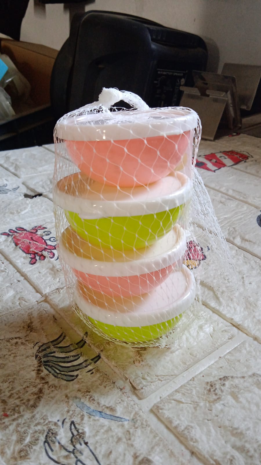 Multipurpose Small Round Plastic Bowl / Katori With Lid, Chutney Bowl (4 Pcs Set) signaturekarts