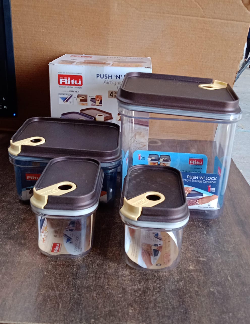 Ritu Push 'N' Lock Airtight Food Storage Container Set (4 Pc) Signature Kart