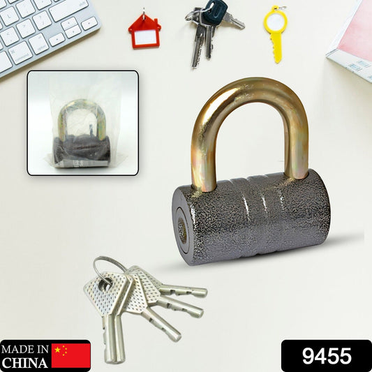 Heavy-Duty Iron Padlock – 82mm Black with Brass Core & 5 Keys, Waterproof signaturekarts