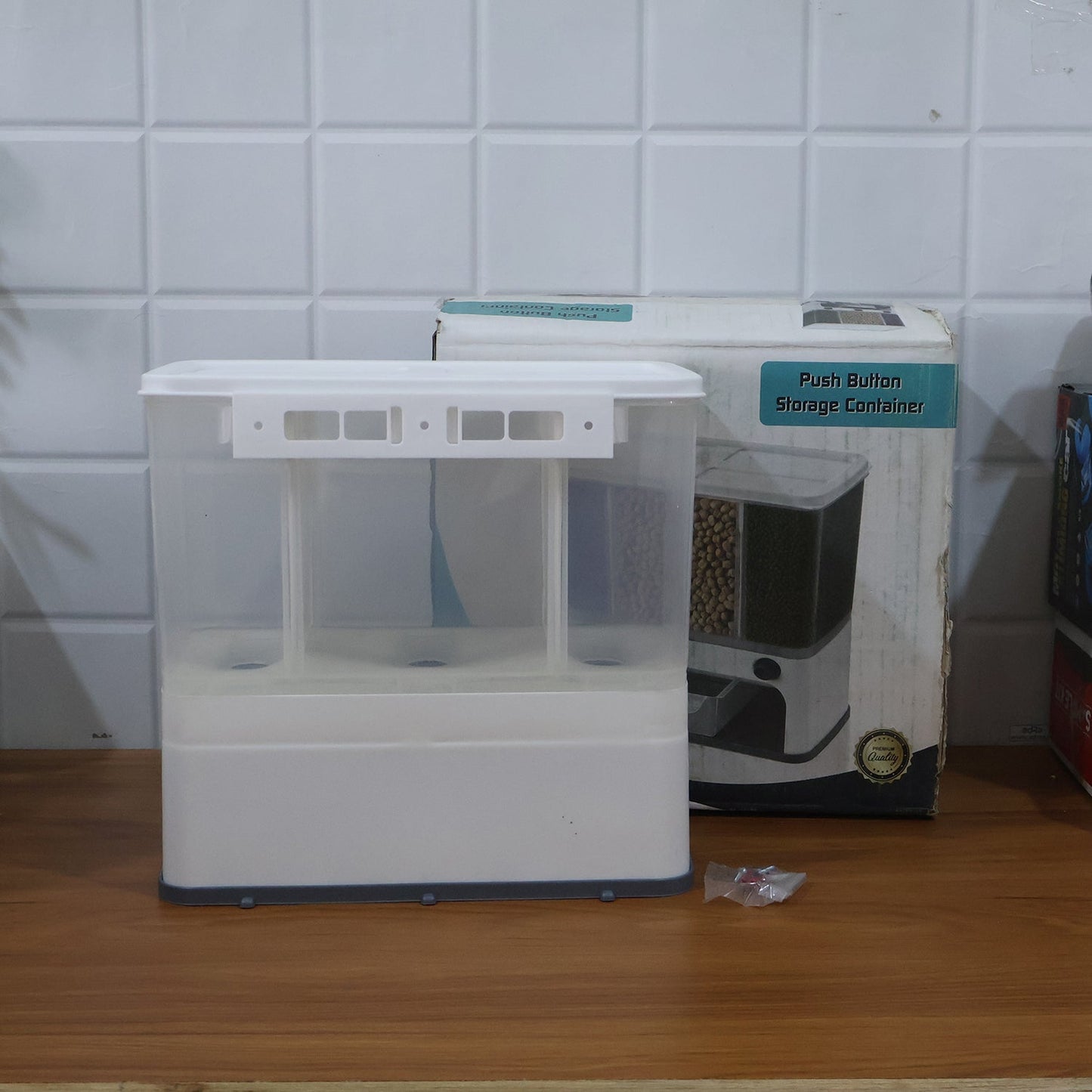 Easy Flow Cereal Dispenser for Kitchen 3 in 1 Push Button Wall Mount Container Your Brand