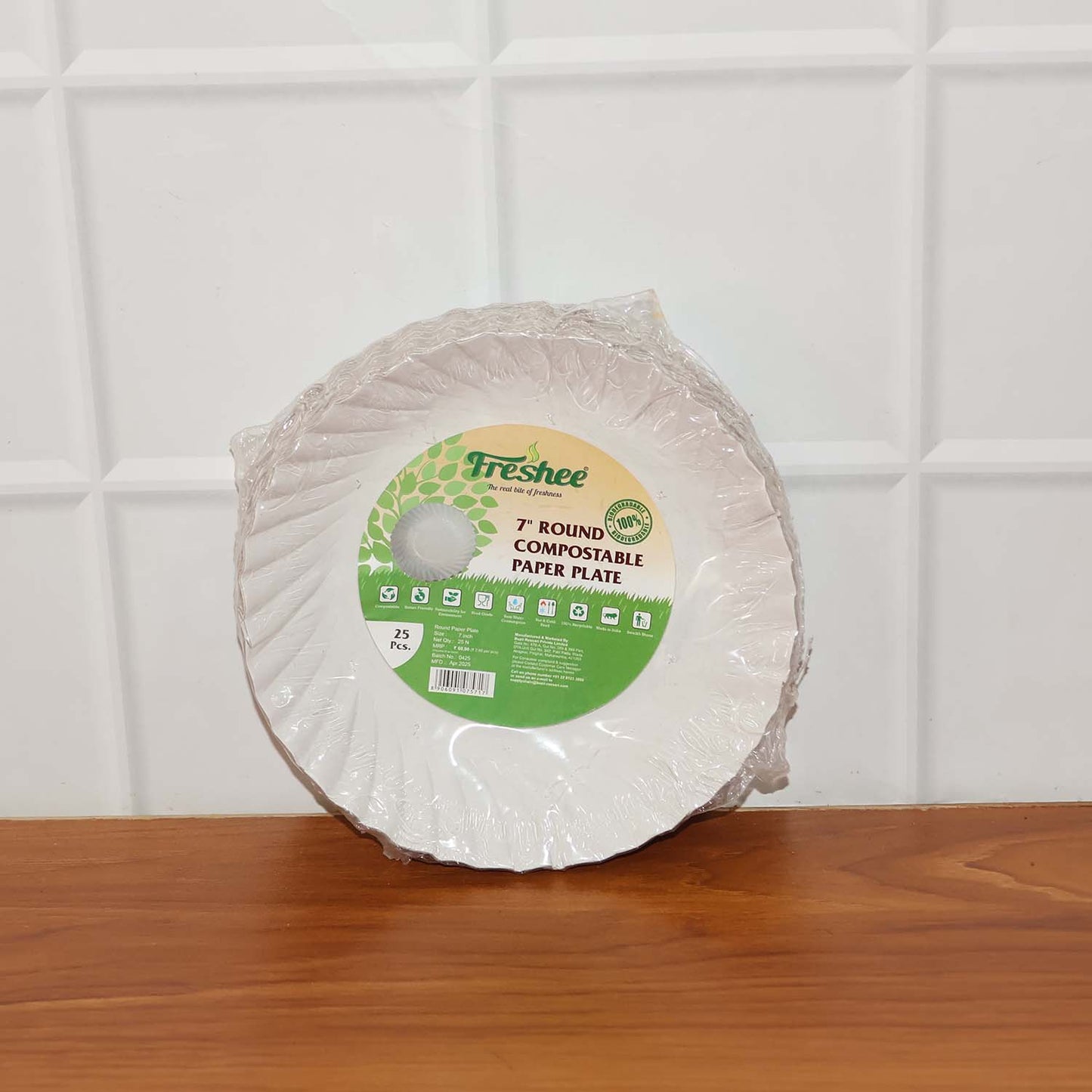Freshee 7 Inch Round Compostable Paper Plate - 25 Pcs Pack signaturekarts