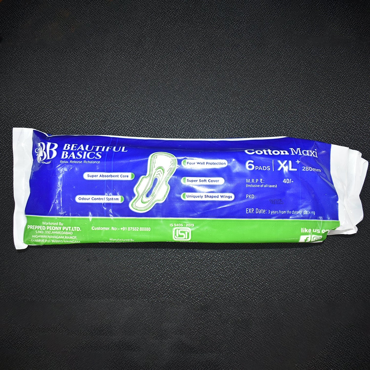 Beautiful Basics Blue Lady Sanitary Pads XL 280mm (6 Pc) signaturekarts
