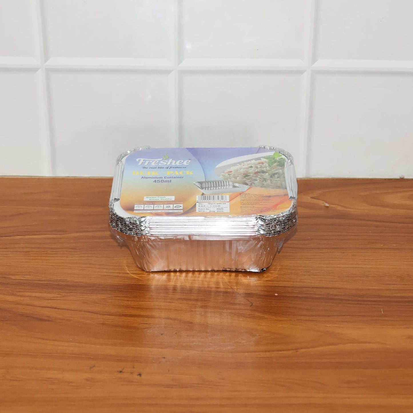Freshee Aluminium Food Container with Lid — 450 ml — 10 Pc signaturekarts