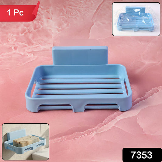 Self-Adhesive Wall Mount Plastic Soap Dish with Drain Slots Signature Kart