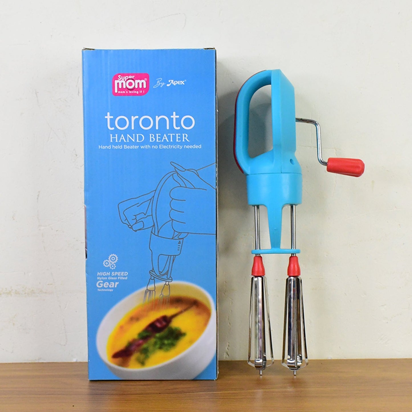Supermom High-Speed Manual Hand Beater with Dual Stainless Steel Whisks (1 Pc) signaturekarts
