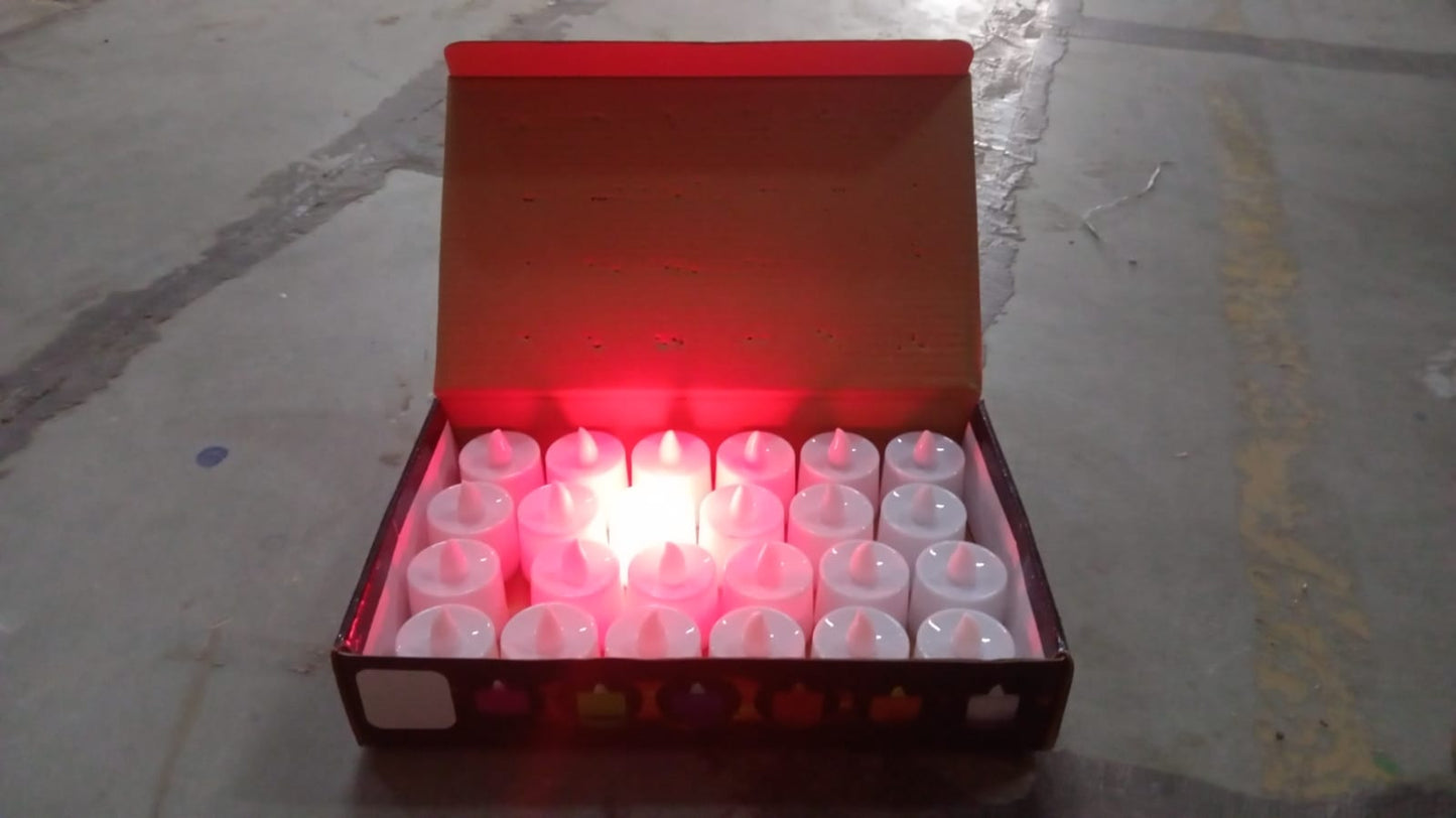 Red LED Tealights Smokeless Flameless Candles for Home Decor, Diwali (24 Pcs) signaturekarts