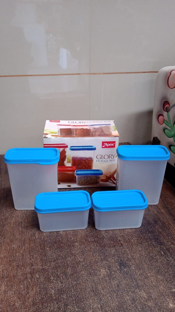 Apex Glory Plastic Storage Container Box Set (4 Pc) Signature kart