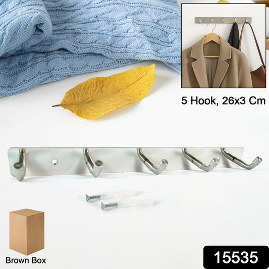 Stainless Steel Wall Mounted Coat 5 Hook Rack (26x3 / 1 Pc) Signature kart