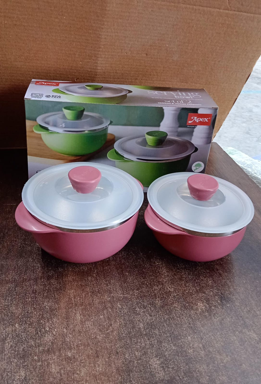 Apex Premium Plastic Serving Bowl Set with Lids (2 Pc) Signature Kart